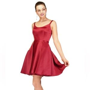NWOT Abby Paris Red A Line Scoop‎ Neck Mini Dress w/ Pockets